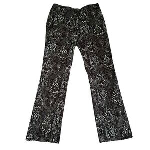 Etcetera Womens Black Embroidered Paisley Floral Pants Size 12 Lined